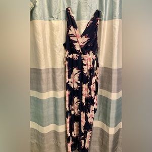 Navy blue dress with pink and white flowers